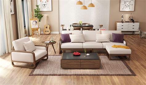 现代实木风格-现代实木转角L型沙发 「我在家」一站式高品质新零售家居品牌