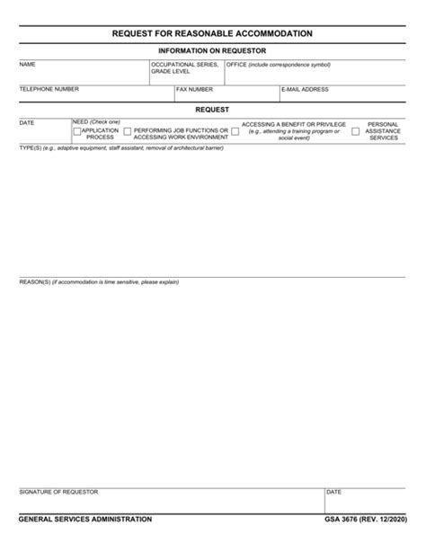 GSA Form 3676 Download Fillable PDF or Fill Online Request for ...