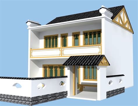 经典农村两层半平顶楼房、平屋面乡村住宅设计图_新农村别墅网