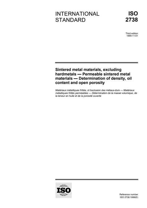 ISO 2738:1999 - Sintered metal materials, excluding hardmetals ...