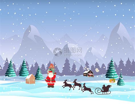 冬天下雪的圣诞节插画图片下载-正版图片400072452-摄图网
