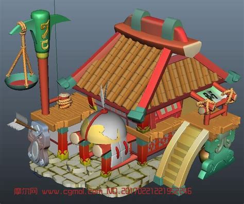 卡通防具店maya模型,其他建筑,建筑模型,3d模型下载,3D模型网,maya模型免费下载,摩尔网