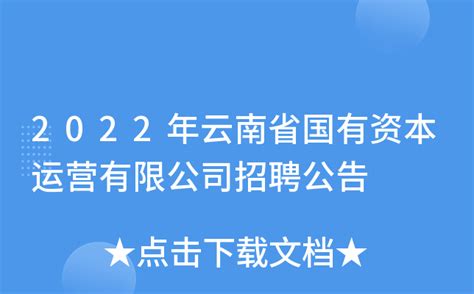 2022年云南省国有资本运营有限公司招聘公告