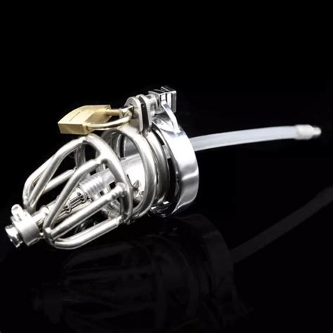 STAINLESS STEEL MALE Chastity Device Belt Bird Cage Lockable Restraint ...