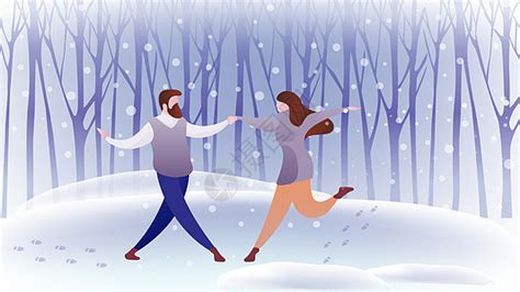 冬日晚霞下的情侣插画图片下载-正版图片401650131-摄图网