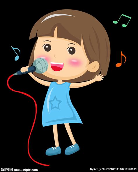 卡通手绘唱歌的女孩PNG图片素材下载_女孩PNG_熊猫办公