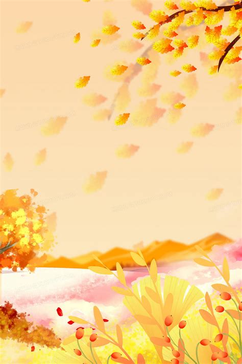 卡通手绘橙色秋天落叶背景背景图片素材免费下载_熊猫办公