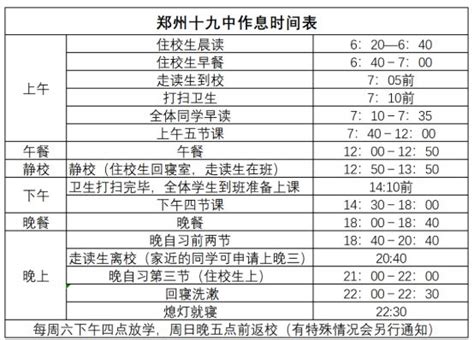 2020年上海中学在校时间作息表_教育动态_中考网