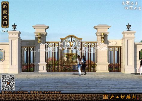 农村庭院大门柱效果图 - 惠安石工坊石雕雕刻厂