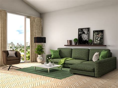 客厅墨绿色沙发搭配深色原木茶几，带来美式的厚重和怀旧感，茶几两边各摆放了一张黄色单人沙发。-家居美图_装一网装修效果图