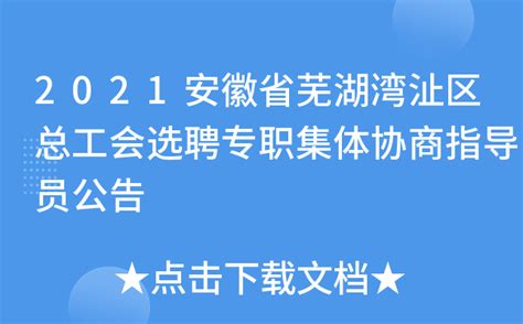 2021安徽省芜湖湾沚区总工会选聘专职集体协商指导员公告