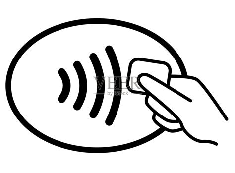 非接触式支付矢量图标。信用卡手，无线NFC支付波和非接触式支付通标识。插画图片素材_ID:385262629-Veer图库