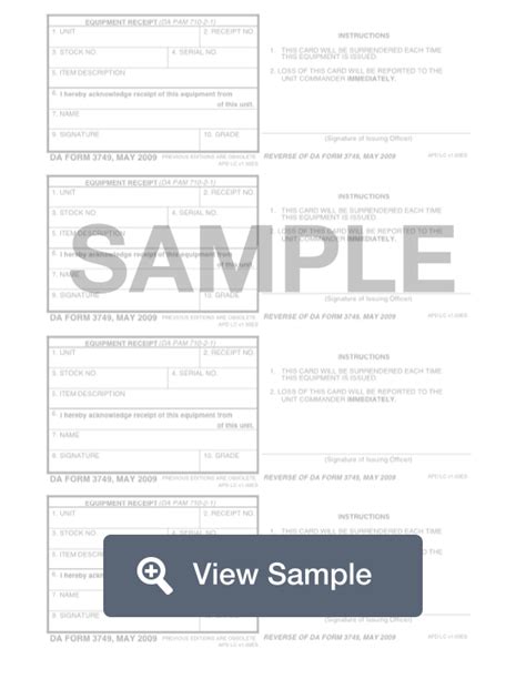 Fillable DA Form 3749 | PDF & Word Samples | FormSwift