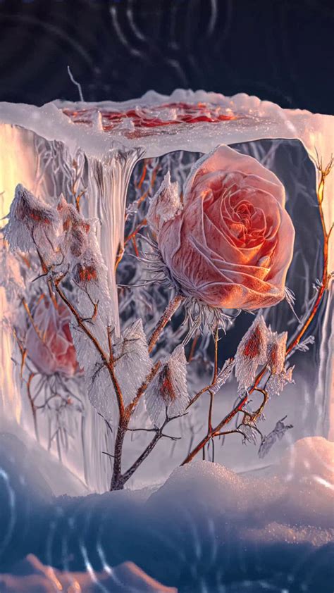 浪漫冰封玫瑰(风景手机动态壁纸) - 风景手机壁纸下载 - 元气壁纸