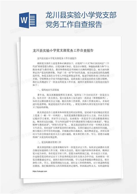龙川县实验小学党支部党务工作自查报告模板下载_党支部_图客巴巴
