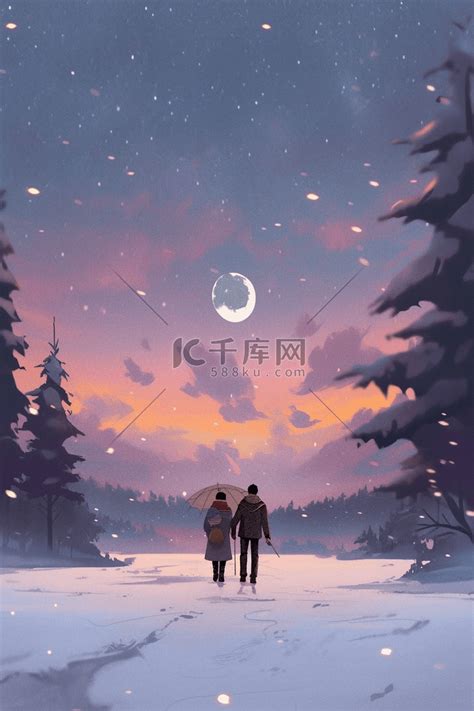 非主流雪景情侣头像