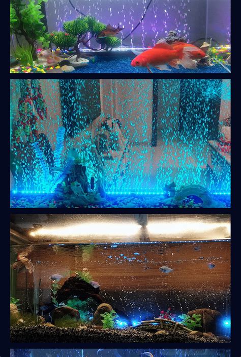 鱼缸LED气泡灯七彩灯带水族箱照明非遥控变色增色LED潜水灯气泡条