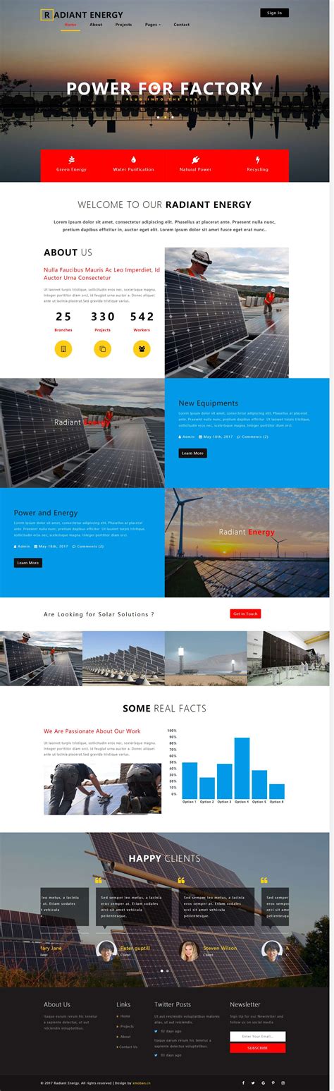 红色简洁风格的新能源企业网站源码下载