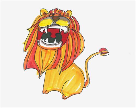 创意可爱的狮子美术绘本PPT课件,PPT模板下载-巧圣网