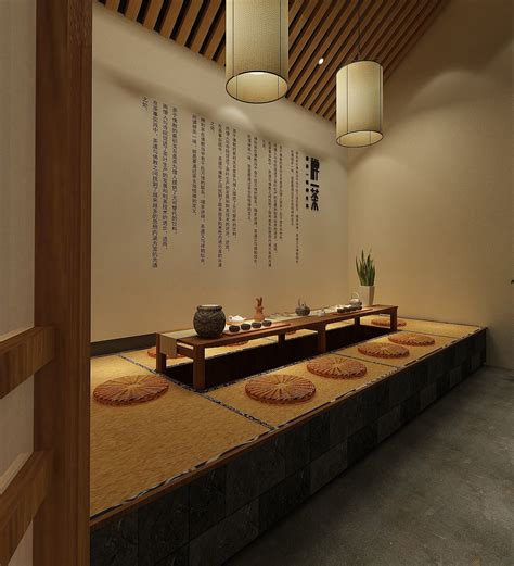 茶楼棋盘室中式日式商业空间餐厅茶馆三国|空间|室内设计|秋琳 - 原创作品 - 站酷 (ZCOOL)