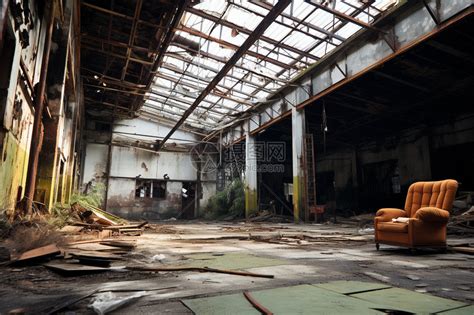 平拍一个破旧废弃工厂的车间图片下载 - 觅知网