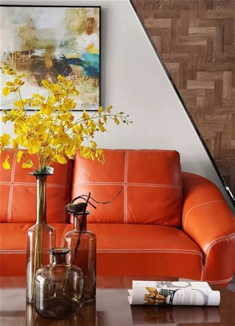 亮橘色沙发融入时尚简约设计，果真是美爆了！_腾讯家居