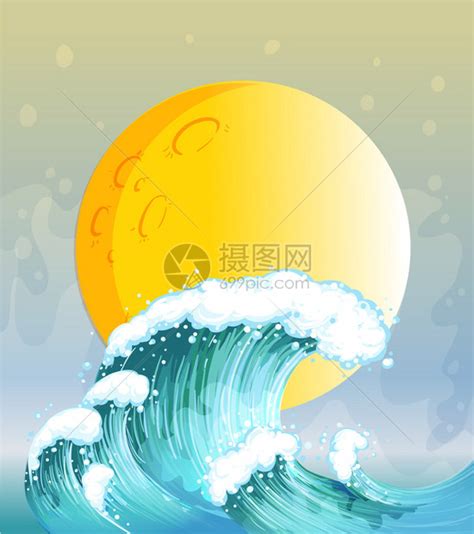 大浪与大太阳插画插画图片下载-正版图片402232000-摄图网