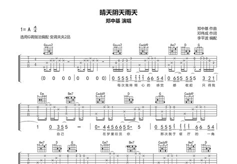 《下雨天》简谱南拳妈妈原唱 歌谱-桃李醉春风制谱-钢琴谱吉他谱|www.jianpu.net-简谱之家
