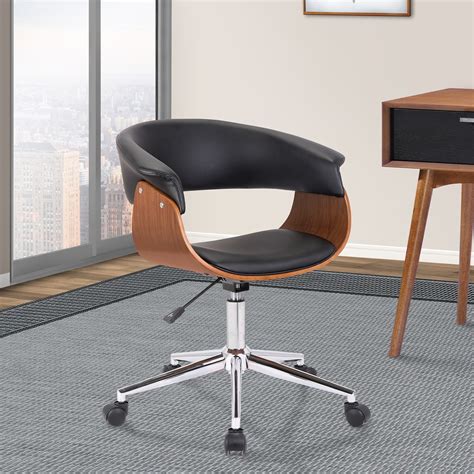 White Office Chair Ribbed Modern Ergonomic Mid Back PU Leather With ...