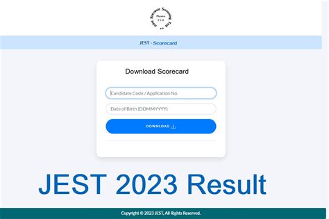 JEST 2023 Result Here-Joint Entrance Screening Test Scorecard