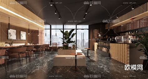 现代咖啡厅中岛休息区3d模型下载_ID11998437_3dmax免费模型-欧模网
