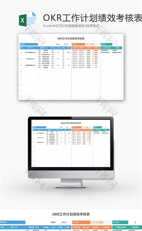 季度okr工作计划考核表Excel模板下载_熊猫办公