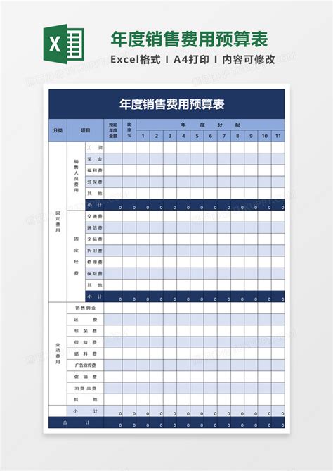 财务预算格式表全年表格Excel模板下载_熊猫办公