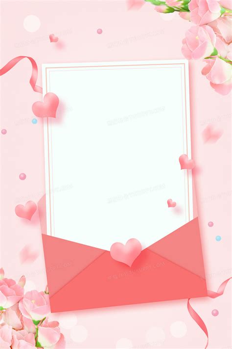 粉色浪漫情人节鲜花情书背景背景图片素材免费下载_熊猫办公