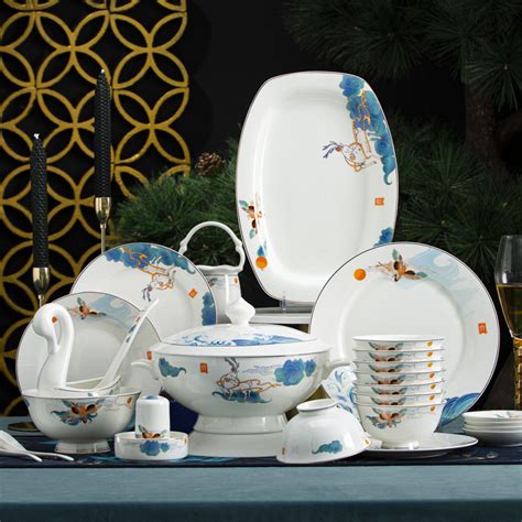 2-6人家庭碗筷套装碗碟碗盘 景德镇陶瓷餐具一套菜盘子碗套装家用