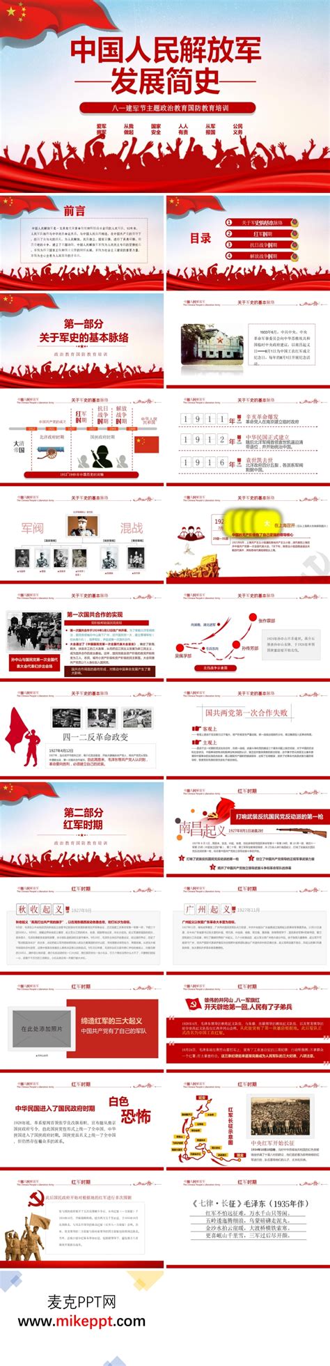 中国人民解放军发展历程图PPT-麦克PPT网