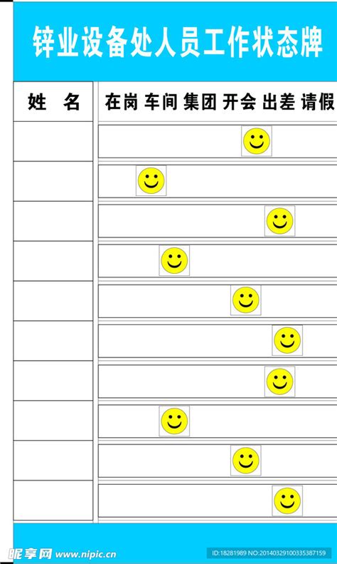 人员工作状态牌设计图__图片素材_其他_设计图库_昵图网nipic.com