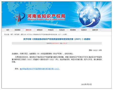 河南省印发《推动知识产权高质量发展年度实施方案（2021）》 -大学科技园
