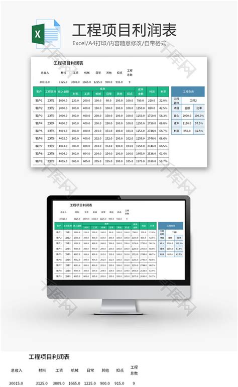 实用项目盈利情况分析Excel模板下载_熊猫办公