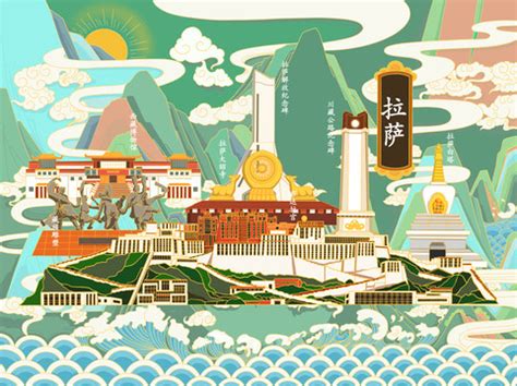 西藏拉萨背景插画布达拉宫,建筑园林,设计素材,设计模板,汇图网www.huitu.com