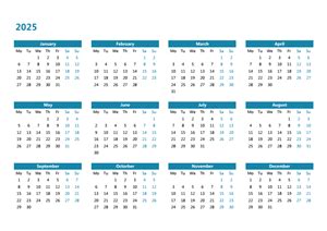 2025年日历全年表 有农历 有周数 周一开始 - 日历精灵