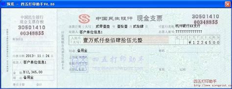 中国民生银行现金支票打印模板 >> 免费中国民生银行现金支票打印软件 >>