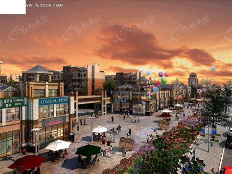 商业街效果图图片