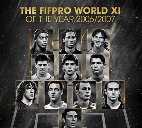 盘点历届国际足联年度最佳阵容，“梅罗”2007年开始霸屏！