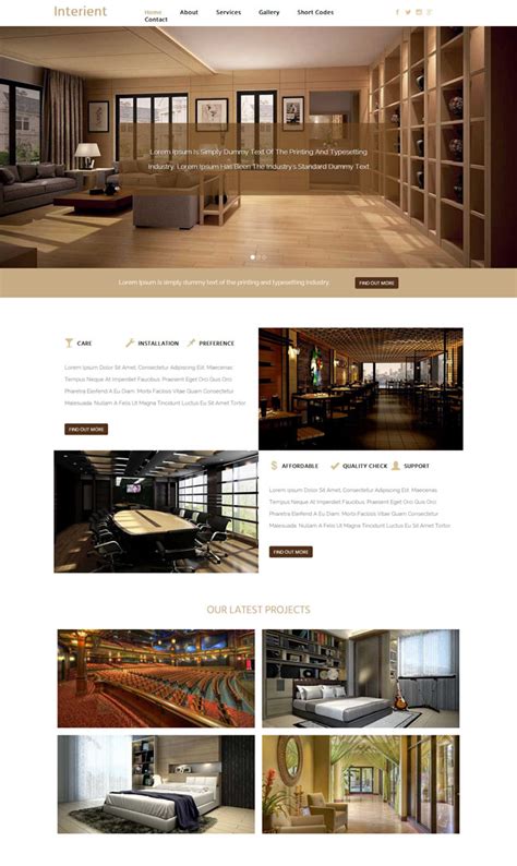 棕色室内建筑设计网站模板_站长素材