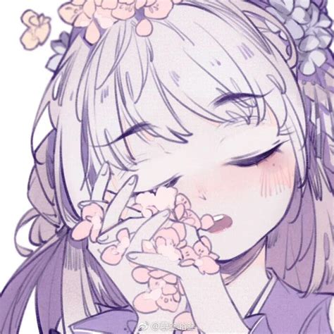 女生紫色头发温柔头像