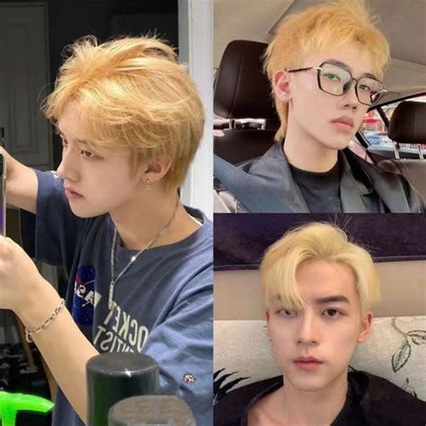 黄色头发男头图片