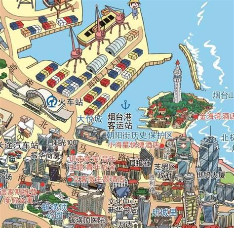 烟台旅游地图图片