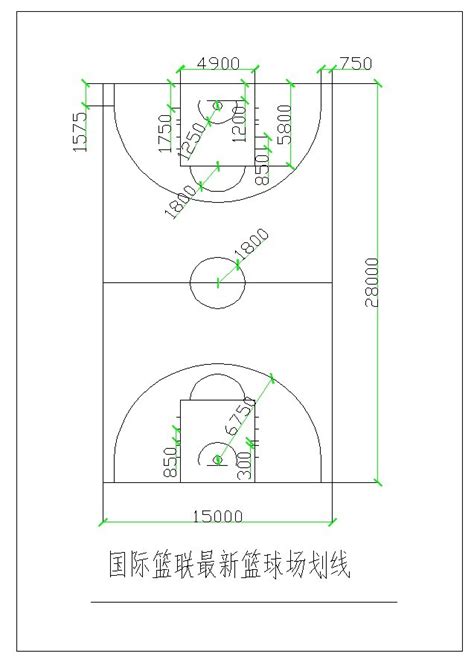 篮球场标准规格尺寸图（老版）--长沙迈乐体育设施有限公司