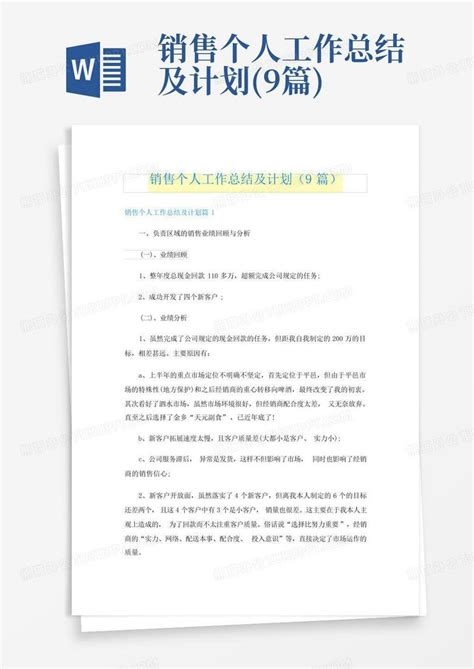 销售个人工作总结及计划(9篇)Word模板下载_编号ljnwojga_熊猫办公